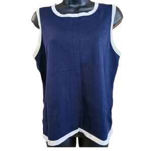 Pendleton Sweater  Navy Cream Tank Top Preepy layering Office Business Casual